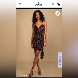 Got the Passion Black Floral Jacquard Lace-Up Ruched Mini Dress